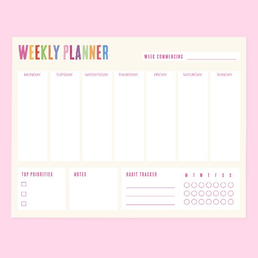 Kleurrijk Weekplanner Bureaublad Notitieblok