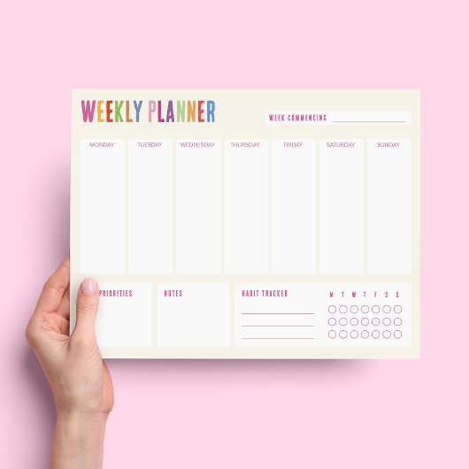 Kleurrijk Weekplanner Bureaublad Notitieblok