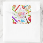 Kleurrijk Welkom Terug naar School Square Vierkante Sticker (Tas)