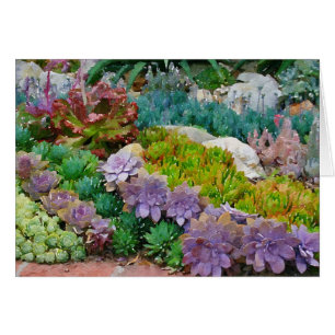Kleurrijk wenskaart van de sappige tuin
