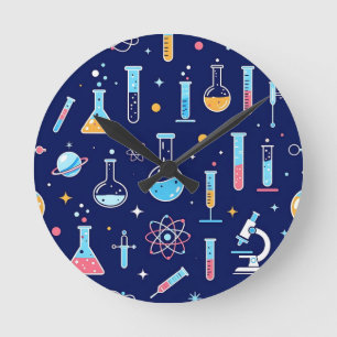 Kleurrijk Wetenschappelijk Lab Patroon Moderne Che Ronde Klok
