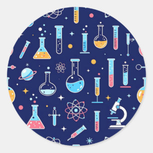Kleurrijk Wetenschappelijk Lab Patroon Moderne Che Ronde Sticker