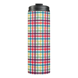 Kleurrijk Whimsisch Plaid Watercolor Patroon Thermosbeker