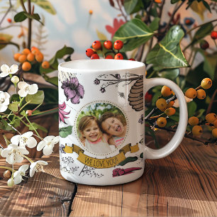 Kleurrijk Wij houden van u Kinder foto & naam Quee Koffiemok