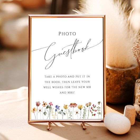 Kleurrijk Wildbloemen | Weide Foto Guestbook Bord Poster