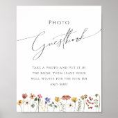 Kleurrijk Wildbloemen | Weide Foto Guestbook Bord Poster (Voorkant)
