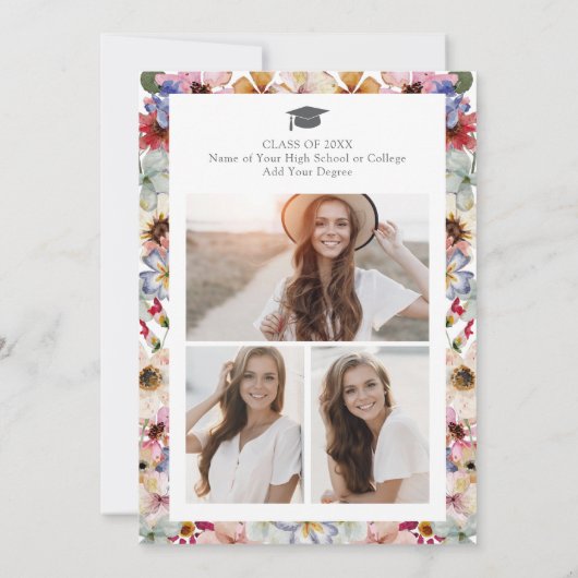 Kleurrijk Wildflower Afstuderen Bedankkaart (Achterkant)