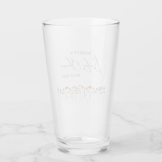 Kleurrijk Wildflower Baby shower Glas (Achterkant)