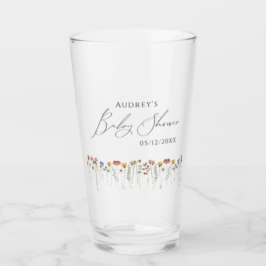 Kleurrijk Wildflower Baby shower Glas (Voorkant)