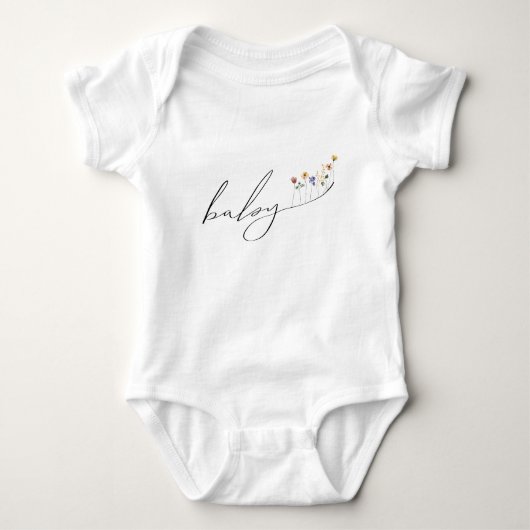 Kleurrijk Wildflower Baby shower Romper (Voorkant)