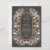 Kleurrijk Wildflower Chalkboard Weddenschap Kaart (Voorkant)