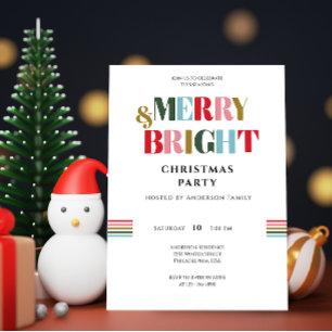 Kleurrijk Witte Kerstfeest Merry & Bright Retro Kaart