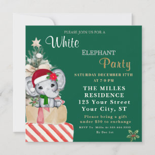 Kleurrijk Witte Olifant Kerstvakantiefeest Feestdagenkaart