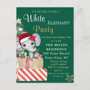 Kleurrijk Witte Olifant Kerstvakantiefeest Feestdagenkaart