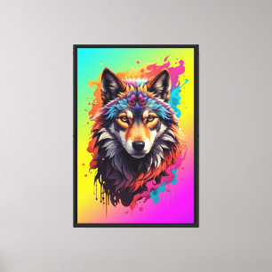 Kleurrijk Wolf Portret Abstract Dierenkunst-87694 Canvas Afdruk