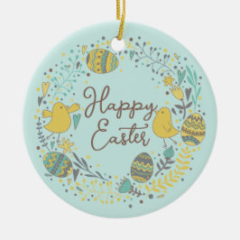 Kleurrijk Wreater of Joyful Chicks Eggs and Greeti Keramisch Ornament