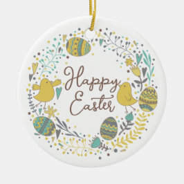 Kleurrijk Wreater of Joyful Chicks Eggs and Greeti Keramisch Ornament