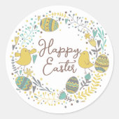 Kleurrijk Wreater of Joyful Chicks Eggs and Greeti Ronde Sticker (Voorkant)
