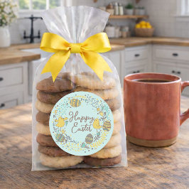 Kleurrijk Wreater of Joyful Chicks Eggs and Greeti Ronde Sticker