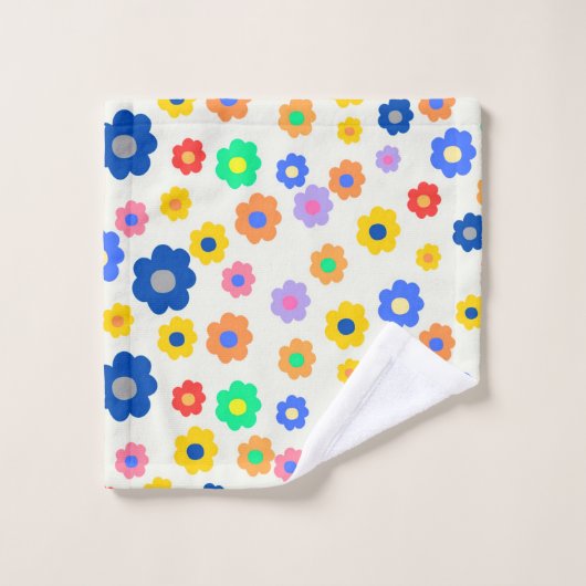 Kleurrijk Y2K-patroon met kleine ventilatoren Bad Handdoek (Wasdoekje)