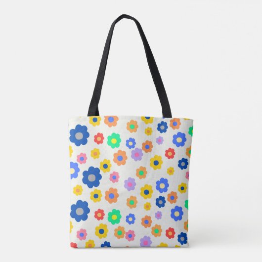 Kleurrijk Y2K-patroon met kleine ventilatoren Draagtas (Achterkant)