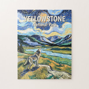 Kleurrijk Yellowstone National Park Wolf Huilt Legpuzzel