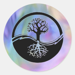 Kleurrijk yin- en yangontwerp ronde sticker