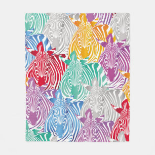Kleurrijk zebra naadloos patroon. Wilde dierstof Fleece Deken