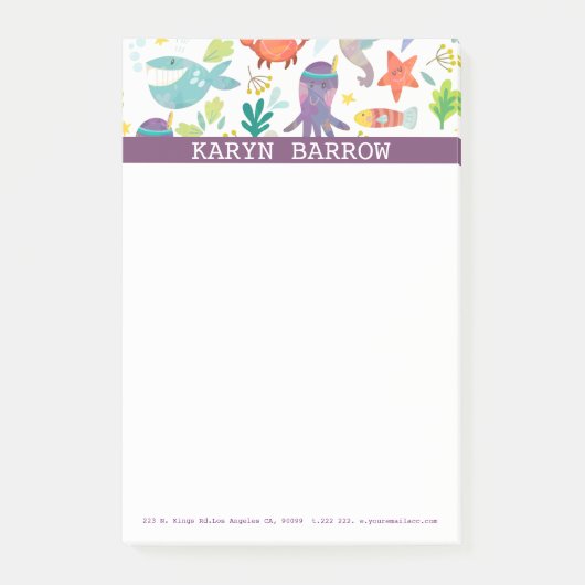 Kleurrijk Zee Dieren Patroon Post-it® Notes (Voorkant)