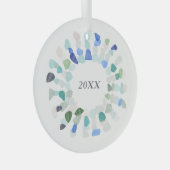 Kleurrijk Zee Glas Kerstkrans Jaar Glas Ornament (Voorkant Rechts)