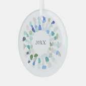 Kleurrijk Zee Glas Kerstkrans Jaar Glas Ornament (Voorkant links)