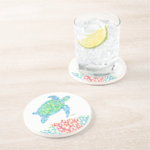 Kleurrijk Zee schildpad zandsteen Onderzetter