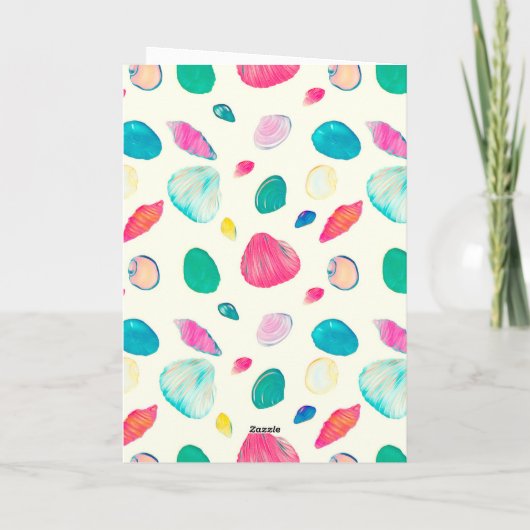  kleurrijk zeeshells Beige Patroon Bedankkaart (Achterkant)