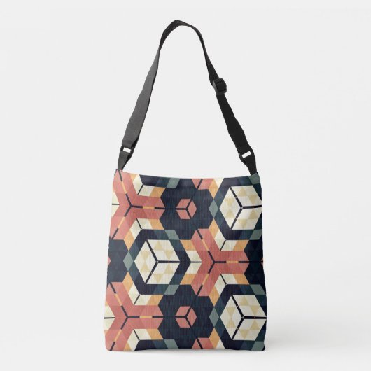 Kleurrijk Zeshoek Vierkant Geometrisch Patroon Crossbody Tas (Achterkant)