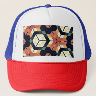 Kleurrijk Zeshoek Vierkant Geometrisch Patroon Trucker Pet