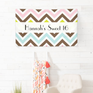 kleurrijk zigzag, Chevron, Zigzag Pattern, Sweet 1 Spandoek