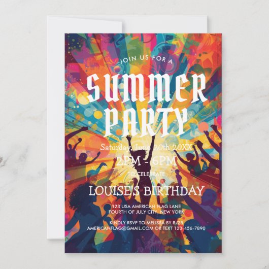 Kleurrijk Zomerfeest Uitnodiging voor de Crowd (Voorkant)