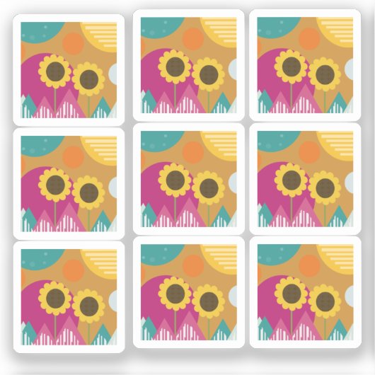 Kleurrijk zonnebloem Botanisch flessenpatroon Sticker (Voorkant)