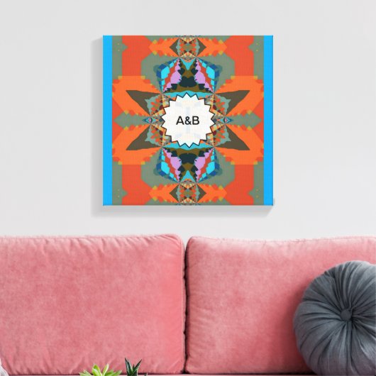 Kleurrijk Zuid-Western geometrisch patroon Canvas Afdruk (Insitu (Woonkamer))