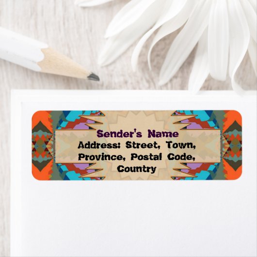 Kleurrijk Zuid-Western geometrisch patroon Etiket (Insitu)