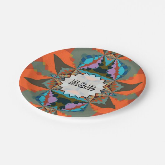 Kleurrijk Zuid-Western geometrisch patroon Papieren Bordje (Gekanteld)