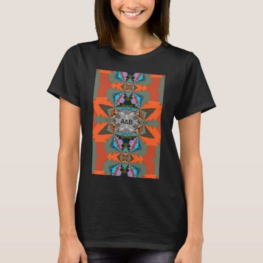 Kleurrijk Zuid-Western geometrisch patroon T-shirt (Voorkant)