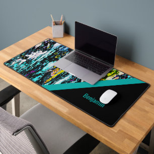 Kleurrijk + zwart chique cool marmer bureaumat