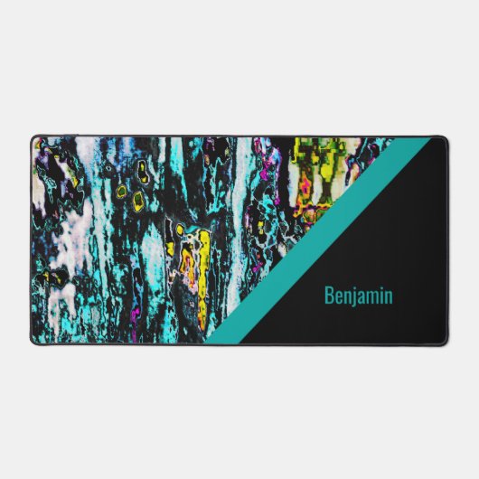 Kleurrijk + zwart chique cool marmer bureaumat (Voorkant)