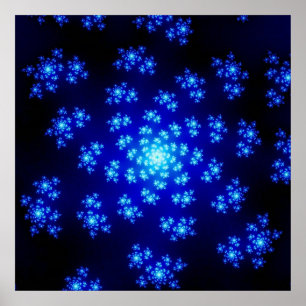 Kleurrijk zwart en blauw fractal poster