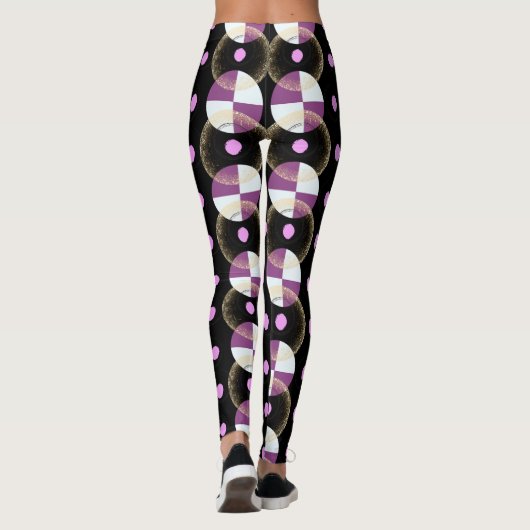 Kleurrijk zwart nucleus patroon leggings (Achterkant)