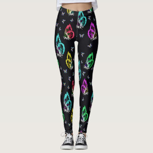 Kleurrijk zwart vlinder patroon ontwerp leggings