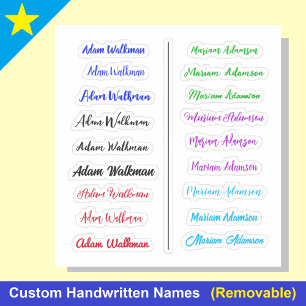 Kleurrijke 18 Labels, handgeschreven scriptnaamsti Sticker
