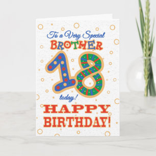 Kleurrijke 18e verjaardag voor Special Brother Kaart