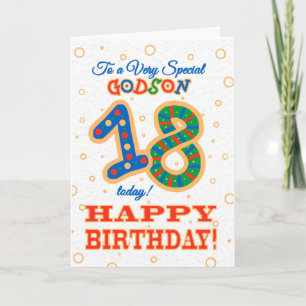 Kleurrijke 18e verjaardag voor Special Godson Kaart